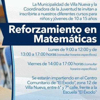 Cursos gratuitos de matemática, inglés y computación en Villa Nueva