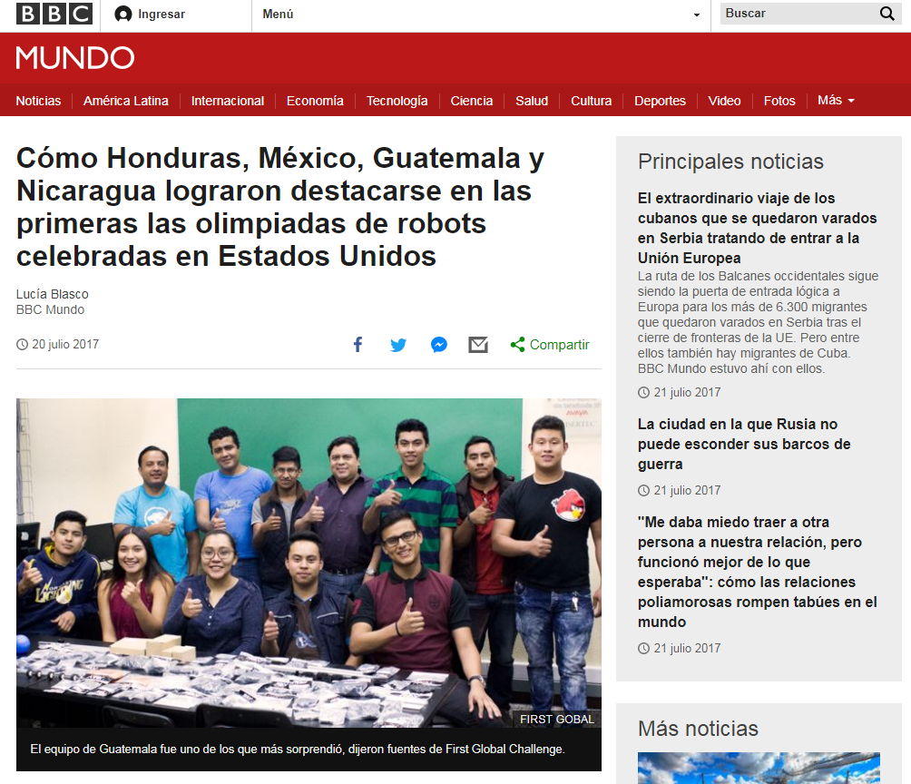 Equipo de Guatemala sorprende en la Primera Olimpiada de Robótica