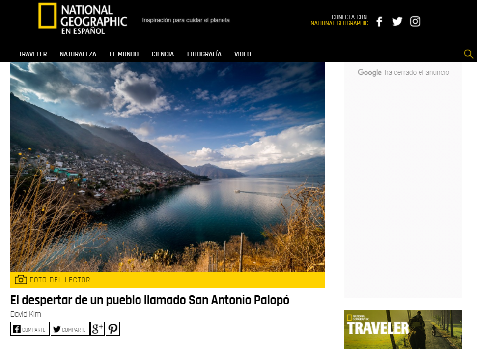 Foto de San Antonio Palopó es publicada en National Geographic