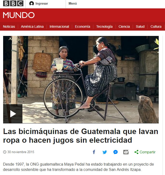 Bicimáquinas de la organización Maya Pedal son reconocidas por BBC Mundo