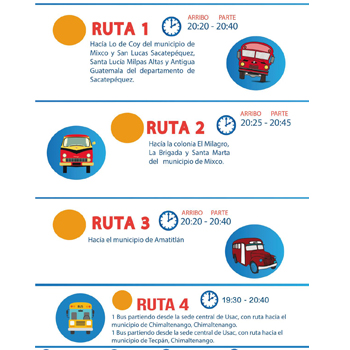 Rutas del transporte nocturno gratuito para estudiantes de la USAC