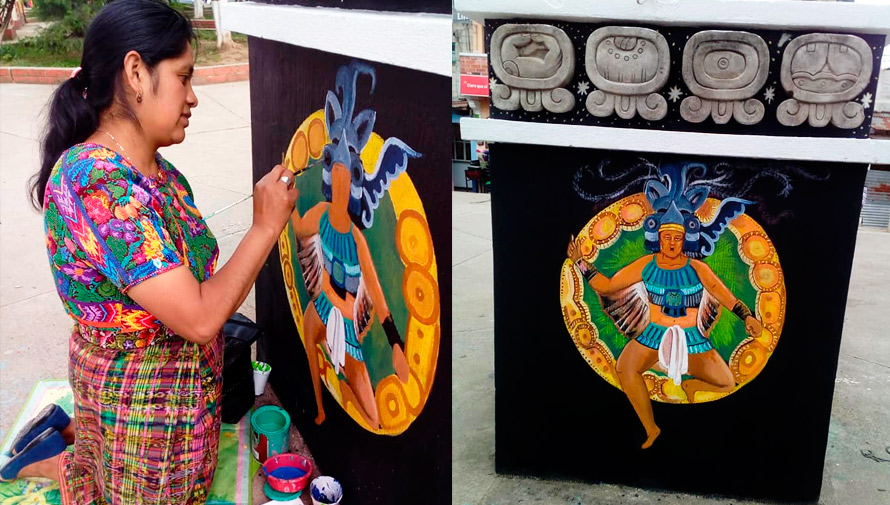 Colectivo de Arte de Comalapa restauró el mural de los nahuales mayas