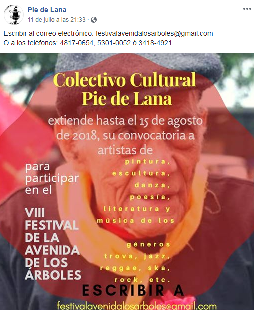 Festival de la Avenida de los Árboles 2018 abrió convocatoria para artistas