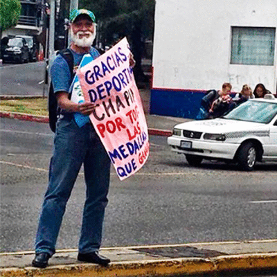 Don Felipe Flores realizó un cartel para felicitar a los deportistas guatemaltecos
