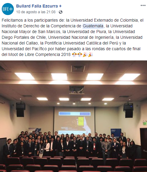Equipo guatemalteco ganó el segundo lugar en Moot Competencia 2018 en Perú