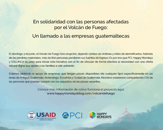 Iniciativa busca darle empleo a afectados por el Volcán de Fuego