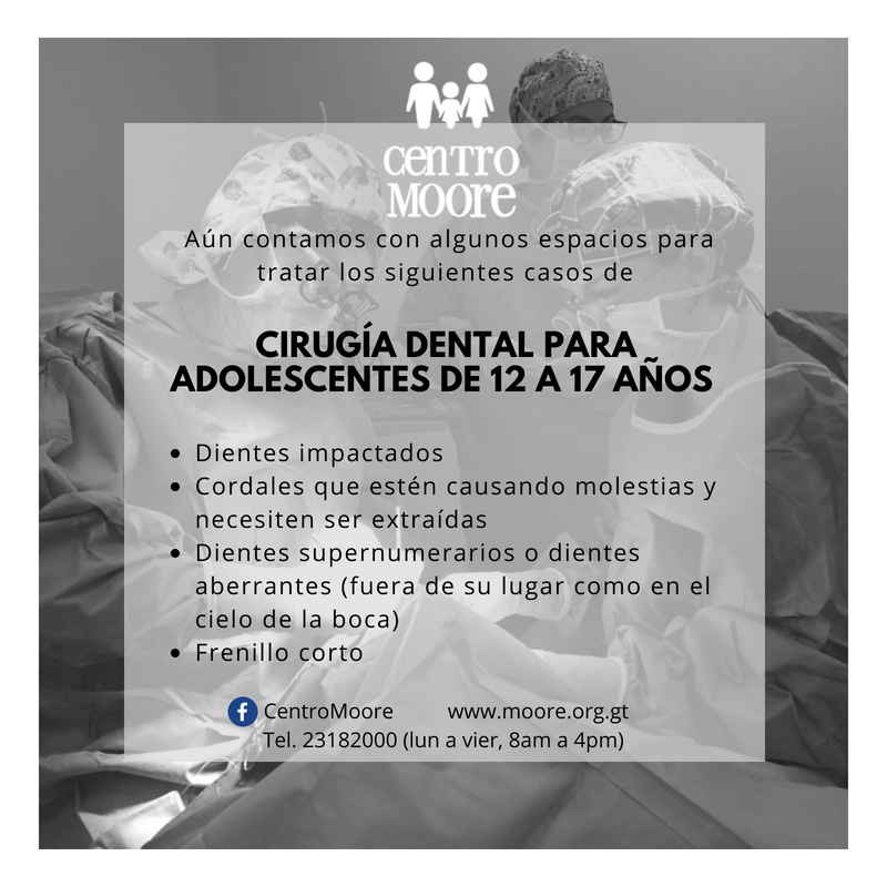 Cirugía dental gratuita para niños y adolescentes, septiembre 2018