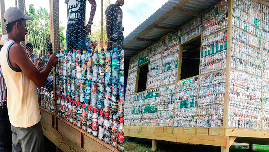Con más de 6,000 ecoladrillos construyeron un salón de clases en El Quetzalito, Izabal