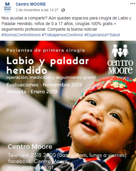 Cirugía gratuita de labio y paladar hendido para niños y adolescentes