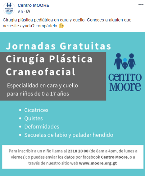 Cirugía plástica gratuita para niños y adolescentes, noviembre 2018