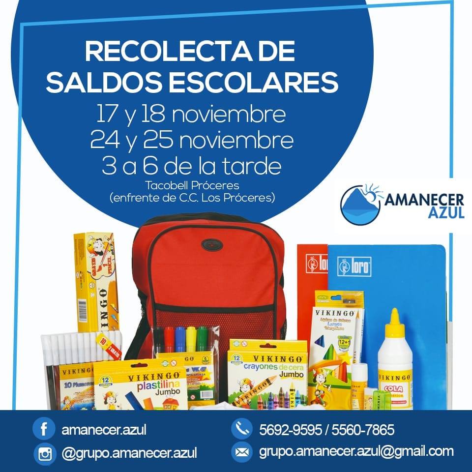 Recaudación de útiles escolares para los niños de escasos recursos de Amatitlán, 2018