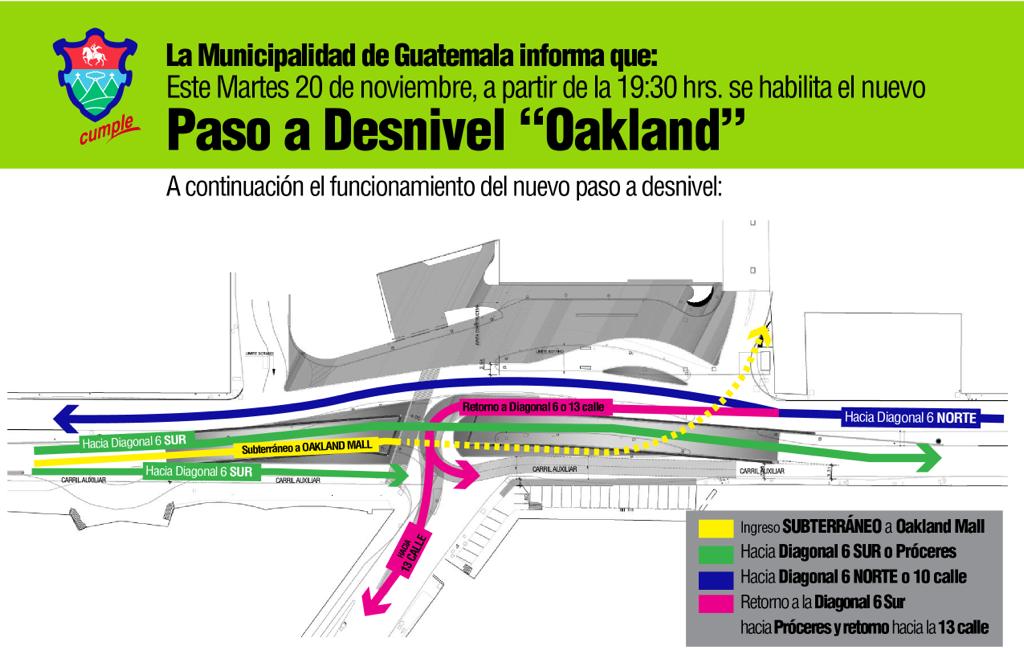 inauguración del paso a desnivel de la Diagonal 6 zona 10