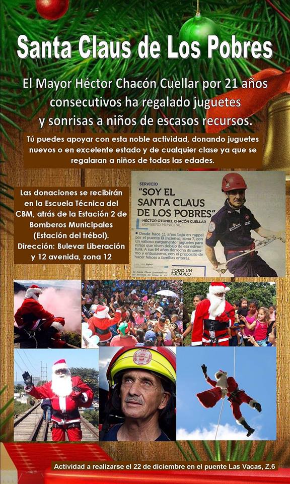Bombero disfrazado de Santa Claus pide ayuda para recolectar juguetes, diciembre 2018