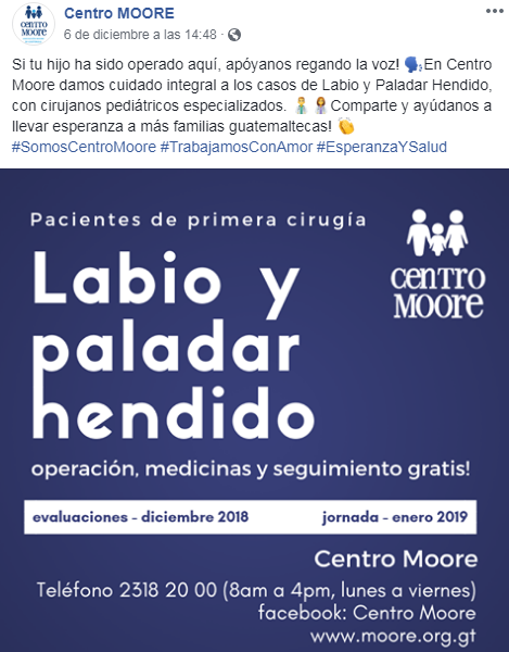Cirugía gratuita de labio y paladar hendido para niños y adolescentes, diciembre 2018