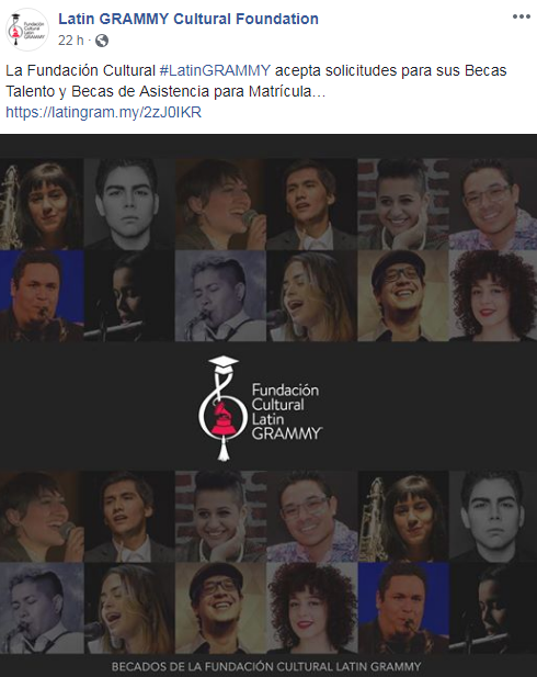 Convocatoria de becas para músicos de la Fundación Cultural Latin Grammy 2019