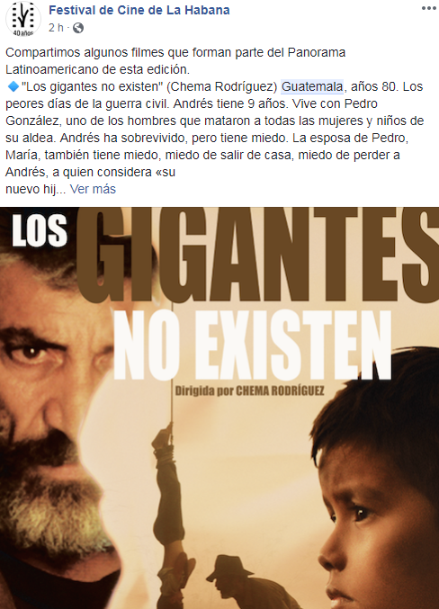 Películas guatemaltecas serán proyectadas en el Festival de Cine de La Habana 2018