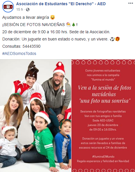 Sesión de fotos navideñas a cambio de juguetes en la USAC, diciembre 2018