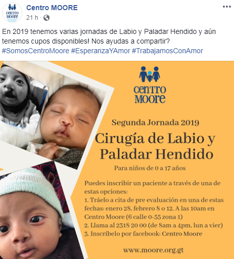 Cirugía gratuita de labio y paladar hendido para niños y adolescentes en enero 2019