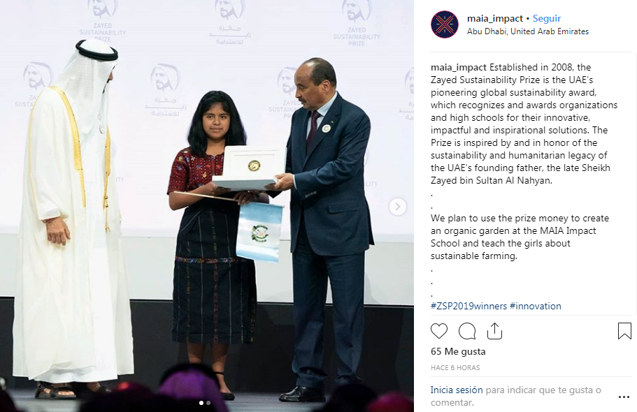 Instituto Impacto Sololá ganó el Premio a la Sostenibilidad Zayed 2019