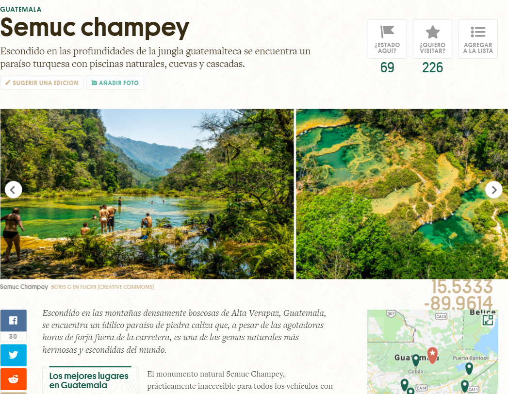 Semuy Champey es un paraíso turquesa con piscinas naturales, según Atlas Obscura