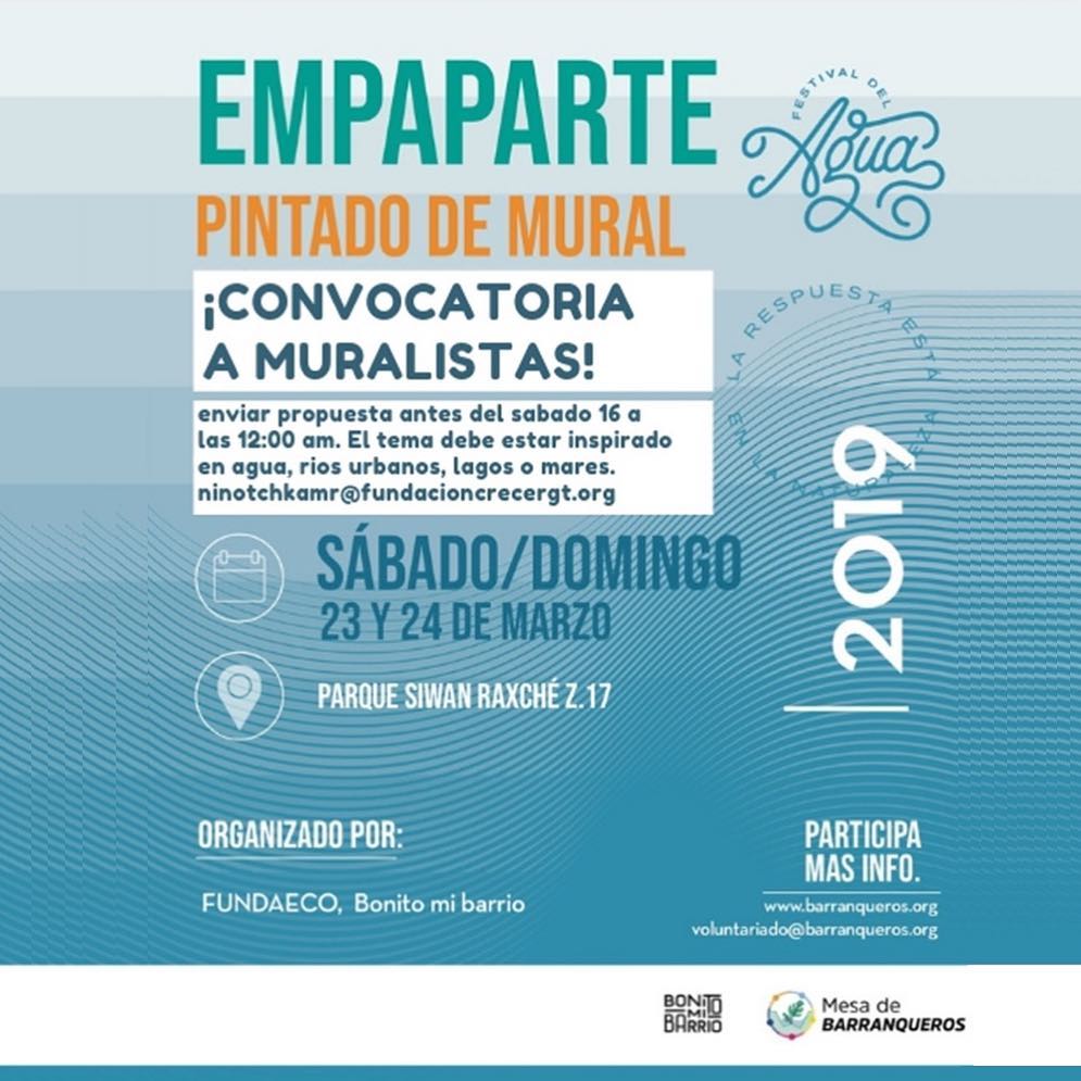 Convocatoria de artistas para el primer Festival del Agua 2019 en la Ciudad de Guatemala