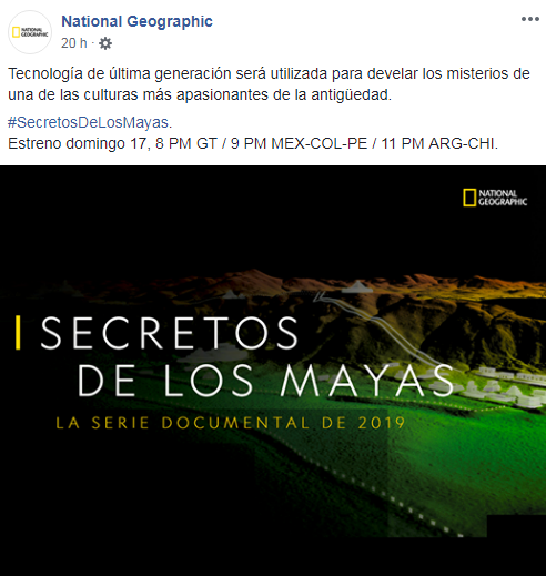 Hora de estreno de la serie Secretos de los Mayas