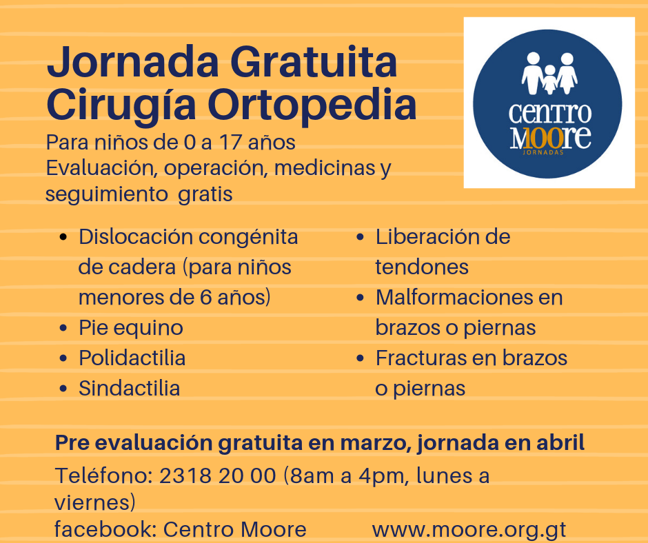 Jornada gratuita de ortopedia para niños en la Ciudad de Guatemala en marzo 2019