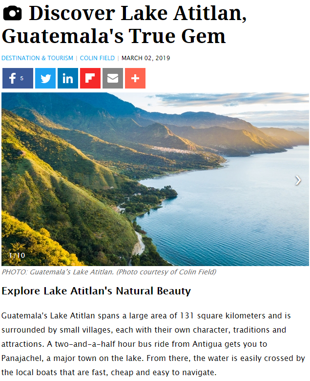 Lago de Atitlán es una verdera joya de Guatemala, según medio de viajes
