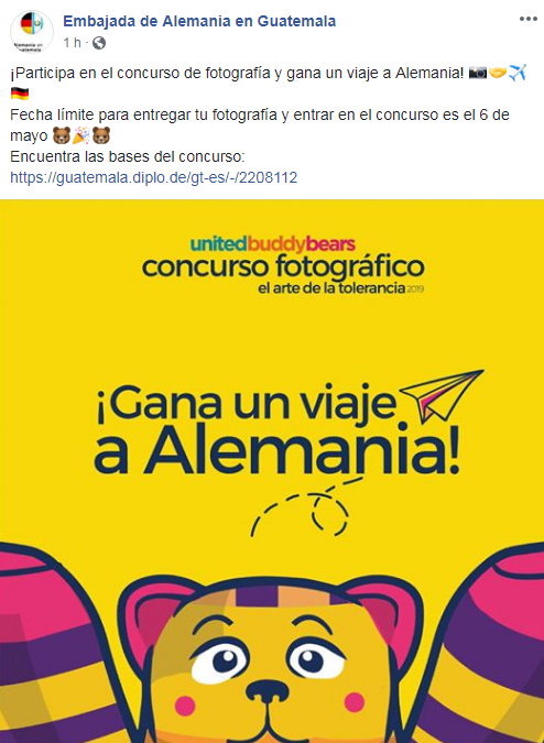 Convocatoria para concurso de fotografía de United Buddy Bears 2019 en Guatemala