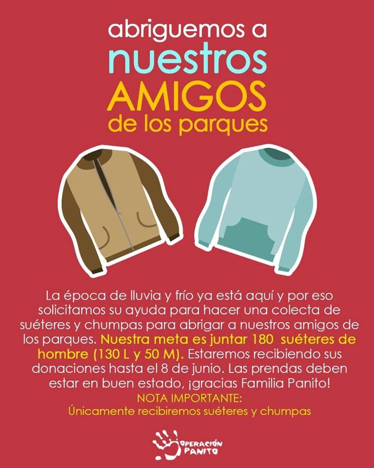 Buscan recaudar 180 suéteres y chumpas para personas sin hogar en Guatemala