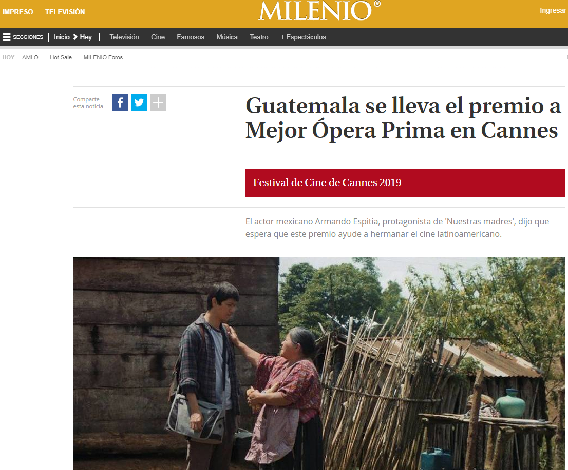 Película Nuestras Madres ganó premios Cannes