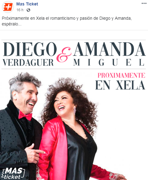 Anuncian concierto de Amanda Miguel y Diego Verdaguer en Quetzaltenango para el 2019