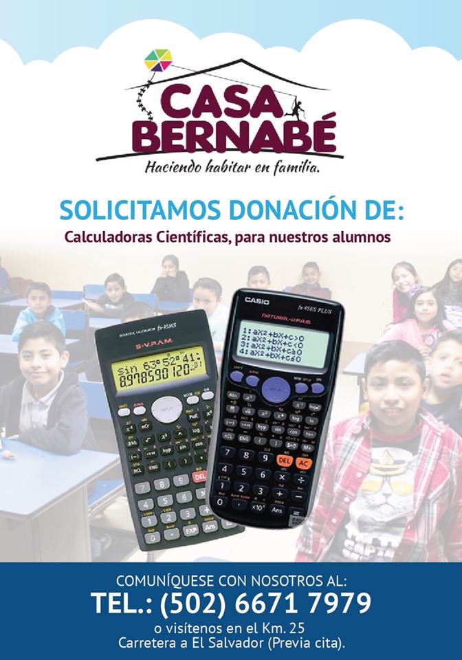 Recaudación de calculadoras científicas para jóvenes de escasos recursos en junio de 2019
