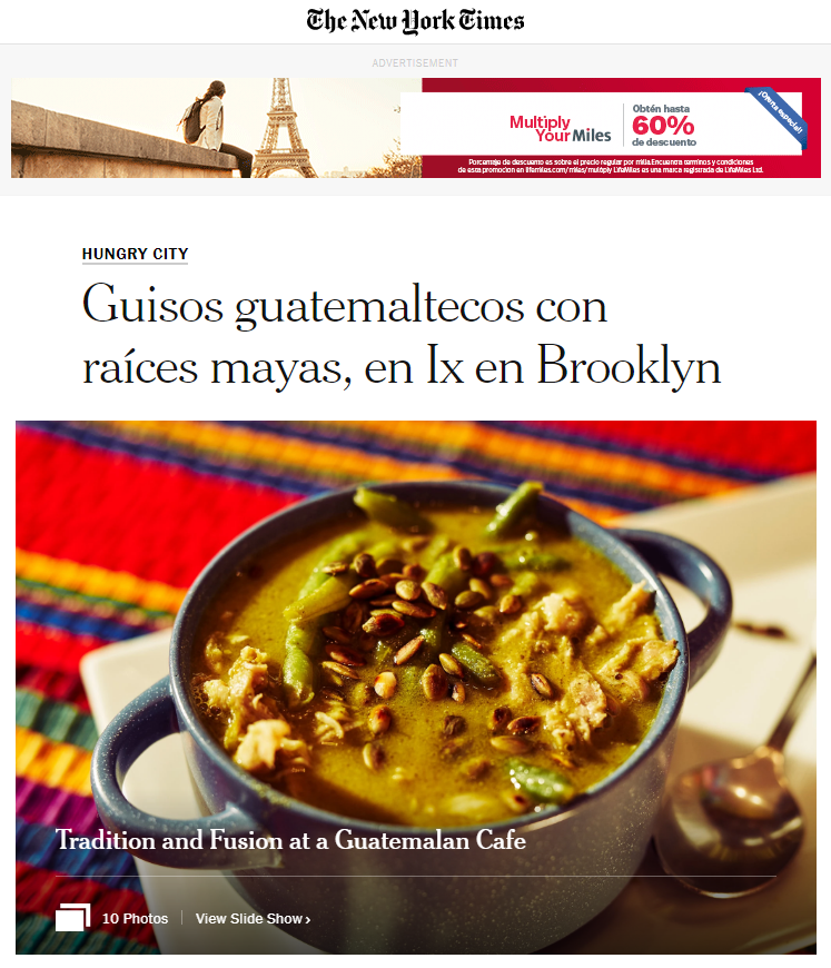 The New York Times pone sus ojos en platillos del chef quetzalteco Jorge Cárdenas