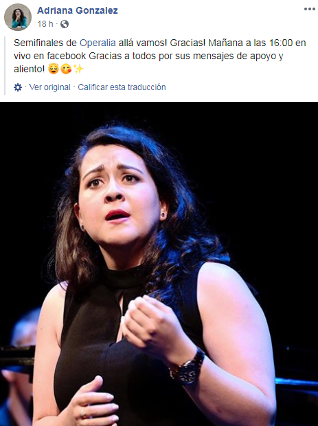Adriana González clasificó a las semifinales del Concurso Operalia 2019