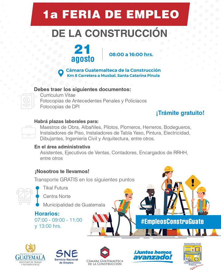 Primera feria de empleo de la construcción 2019 en Santa Catarina Pinula
