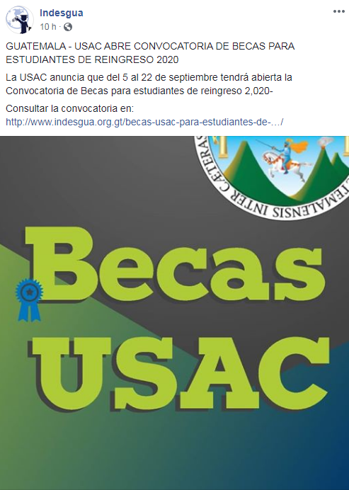 Convocatoria para estudiantes de reingreso en septiembre 2019