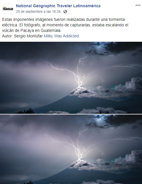 Fotos del Volcán de Agua, captada por Sergio Montúfar, fue publicada en Nat Geo