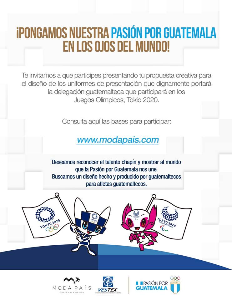 Convocatoria para diseñar el uniforme de la delegación guatemalteca para Tokio 2020