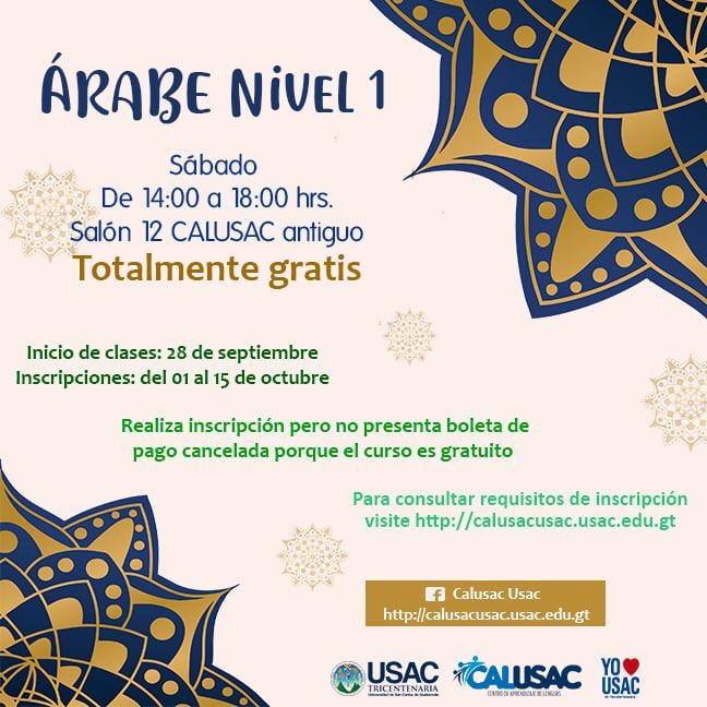 Inscripciones para el curso gratuito de idioma árabe en Calusac 
