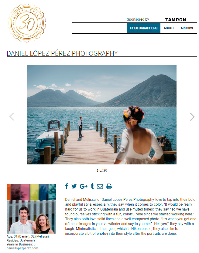 Fotografías de bodas en Guatemala destacan en la prestigiosa revista Rangefinder