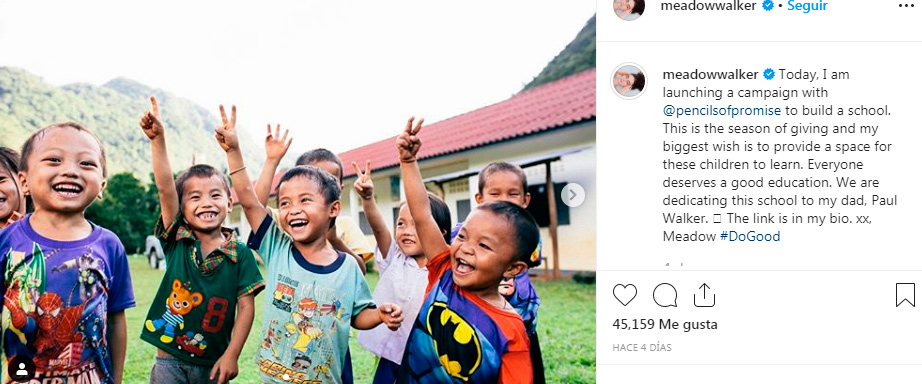 Hija de Paul Walker quiere construir una escuela en Guatemala