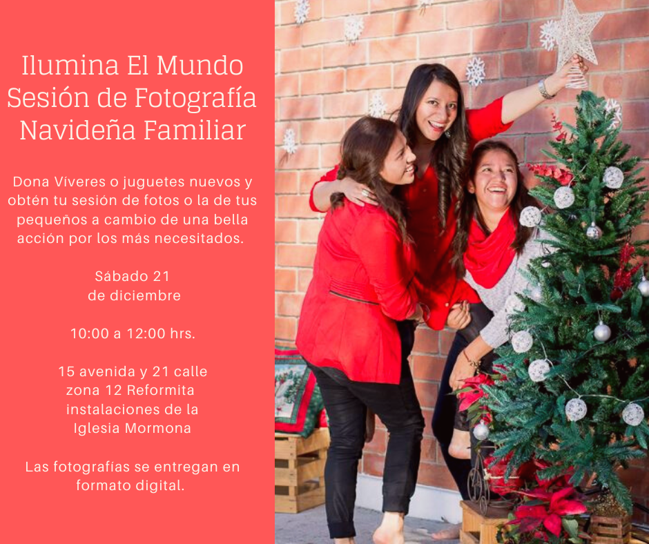 Sesión de fotos navideñas a cambio de víveres en la Ciudad de Guatemala en diciembre 2019