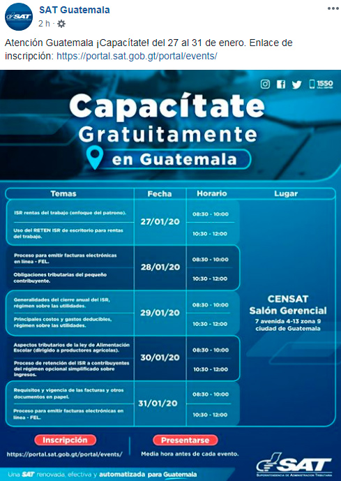 Cursos gratuitos en la Superintendencia de Administración Tributaria