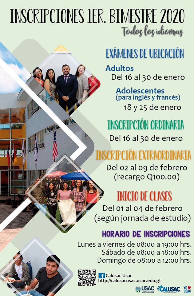 Inscripciones para los cursos en Calusac en enero 2020