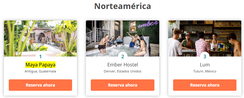 Primer lugar por continente