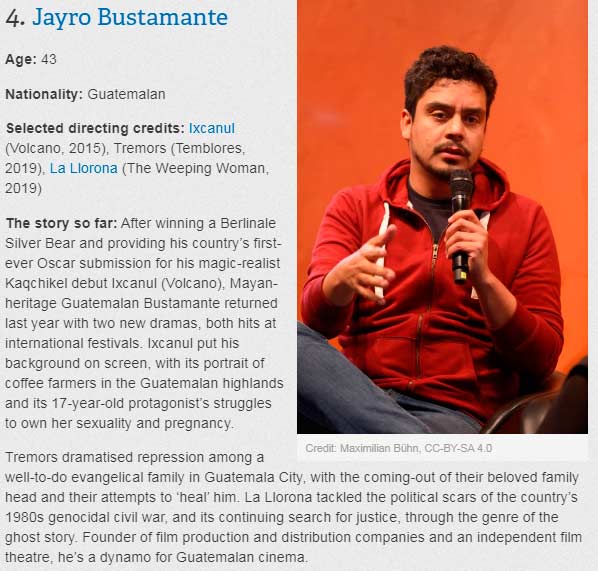 Jayro Bustamante entre los 20 cineastas del futuro, según Bong Joon Ho