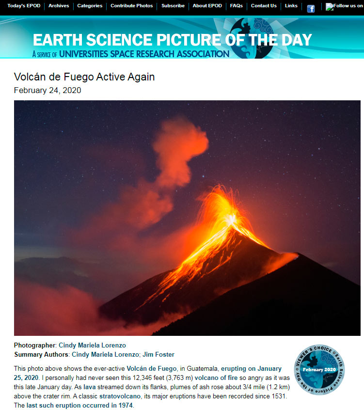 Foto Volcán de Fuego destacó a nivel internacional