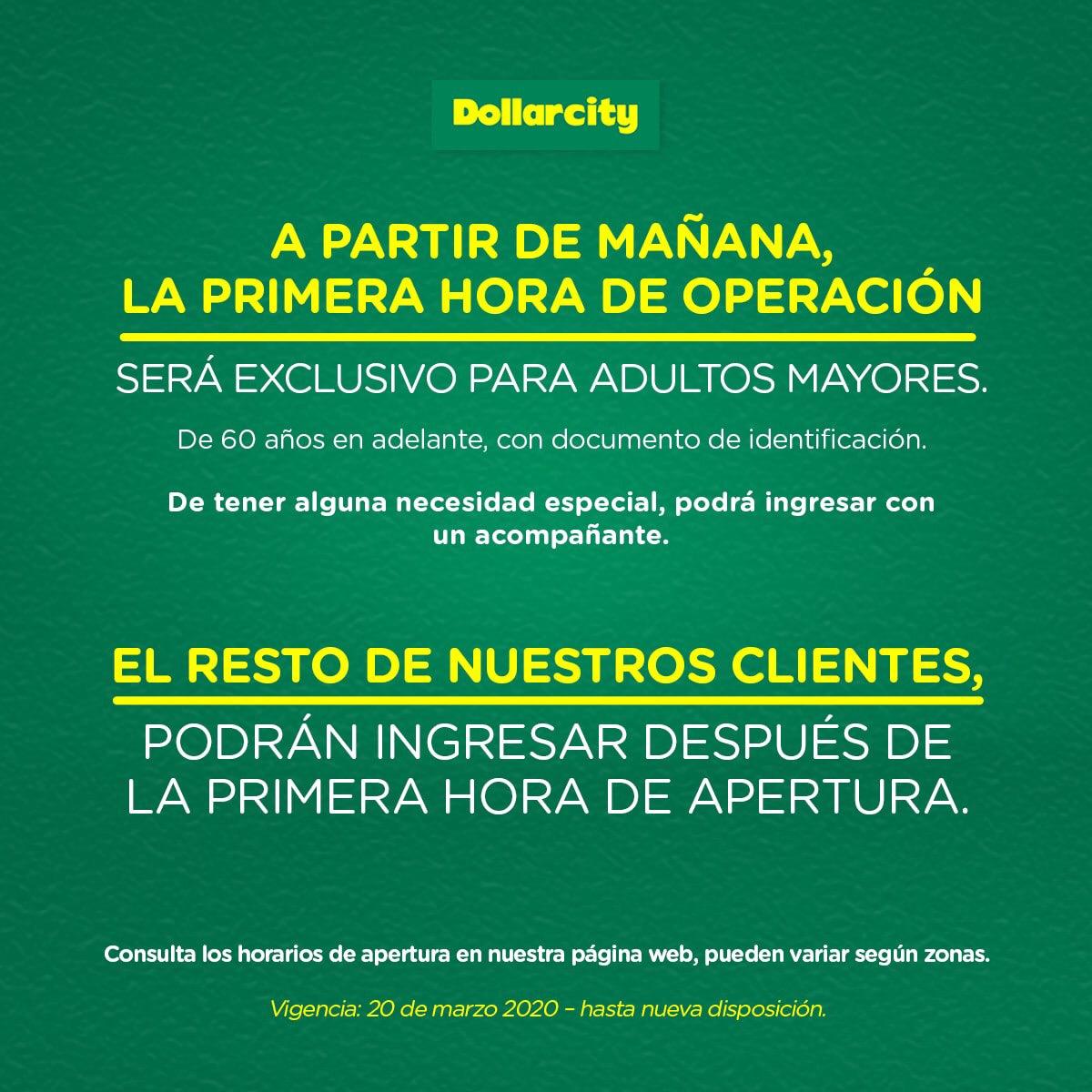 Horarios para adultos en Dolar City