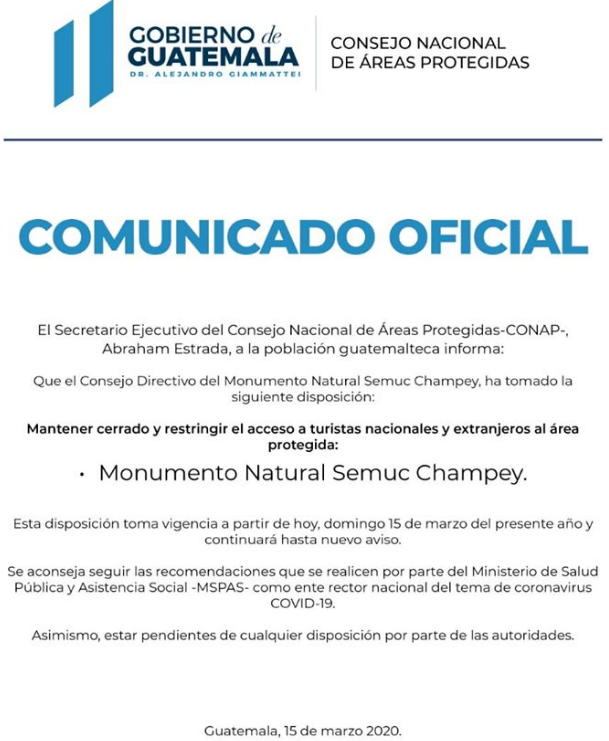 Lugares turísticos cerrados por el Coronavirus